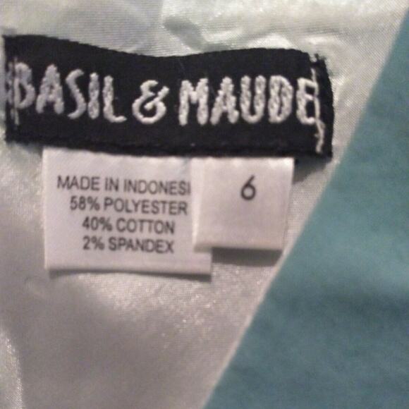 Basil & Maude Aqua Colored A-line Skirt Flowers sz 6 - Picture 4 of 8